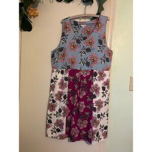 J JILL Floral Patchwork CottageCore Ditsy Beachy Coastal Boho Dress Size XL